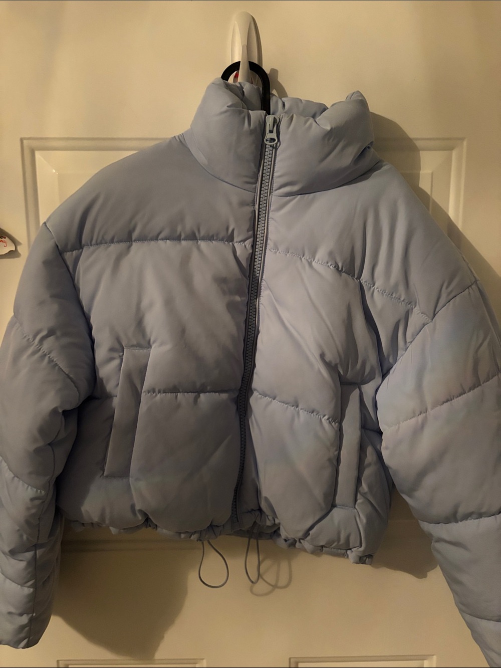 H&M Light Blue Cropped Puffer Jacket